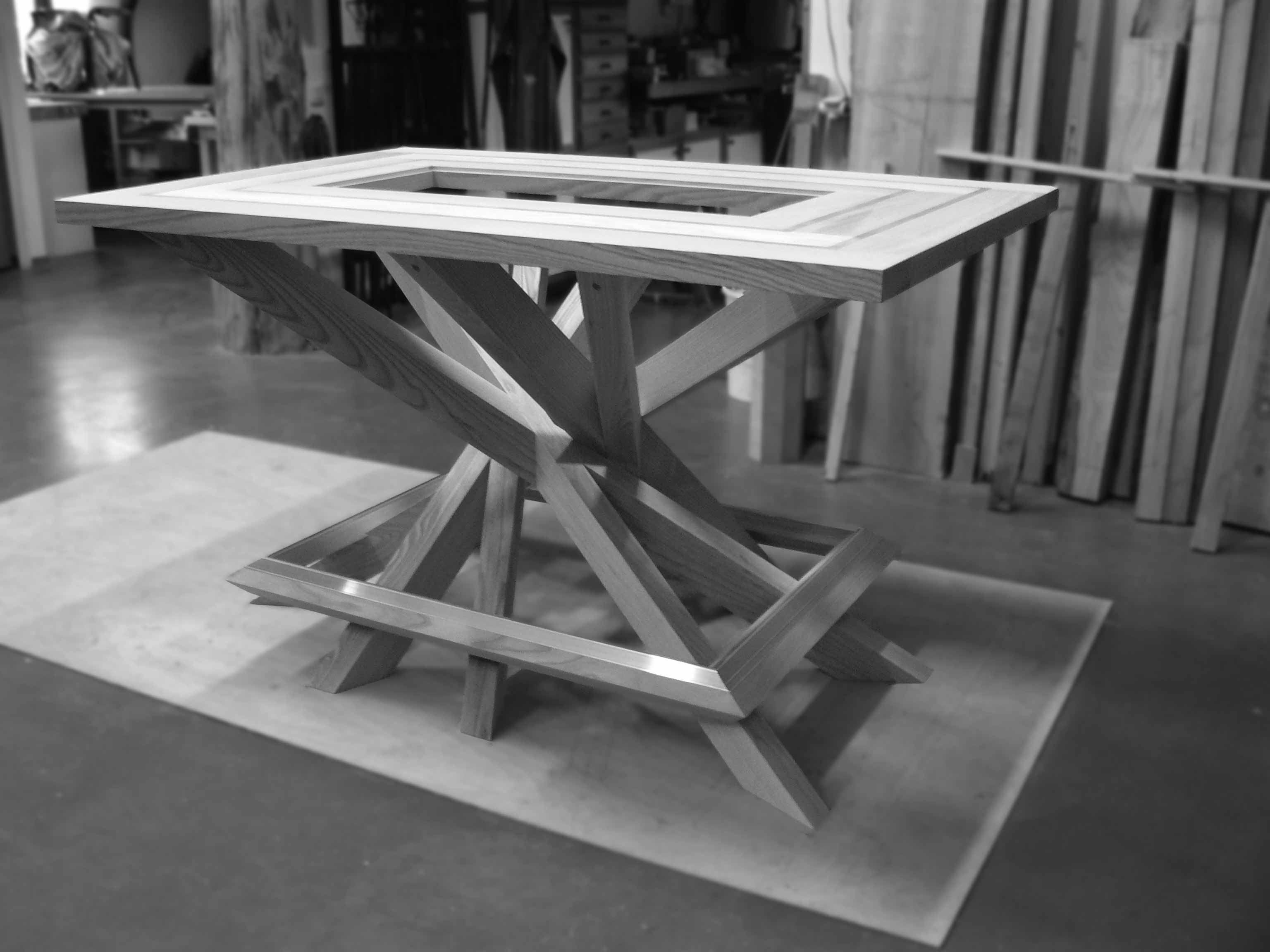 Commande de table design en frêne et alu